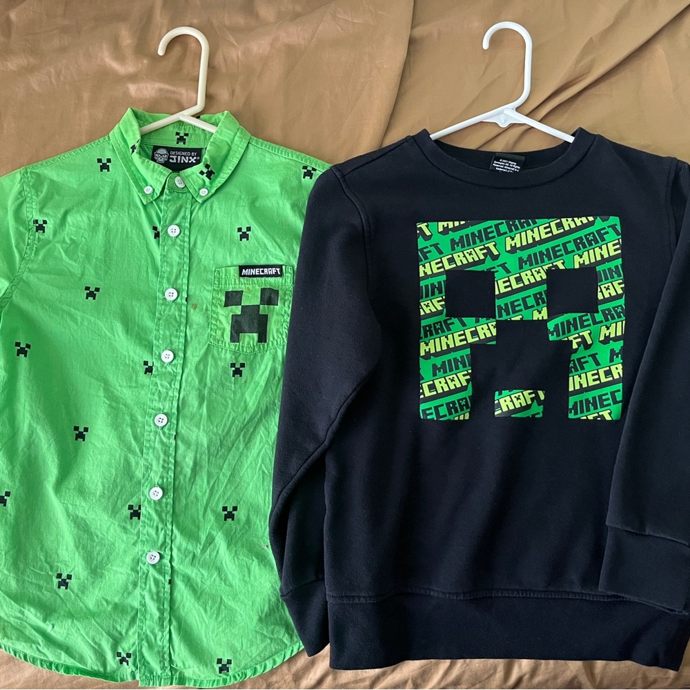 Minecraft/ MAD Engine/ JINX Green and Black, Shirt & Sweatshirt Set